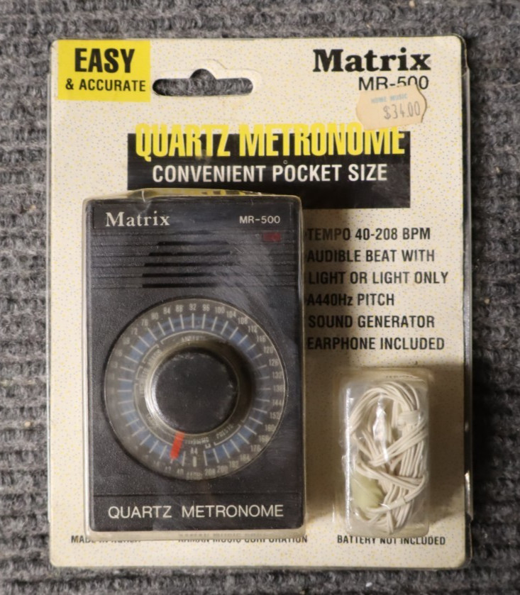 NEW MATRIX MR-500 Quartz Metronome ~ Convenient Pocket Size w/Earphone 