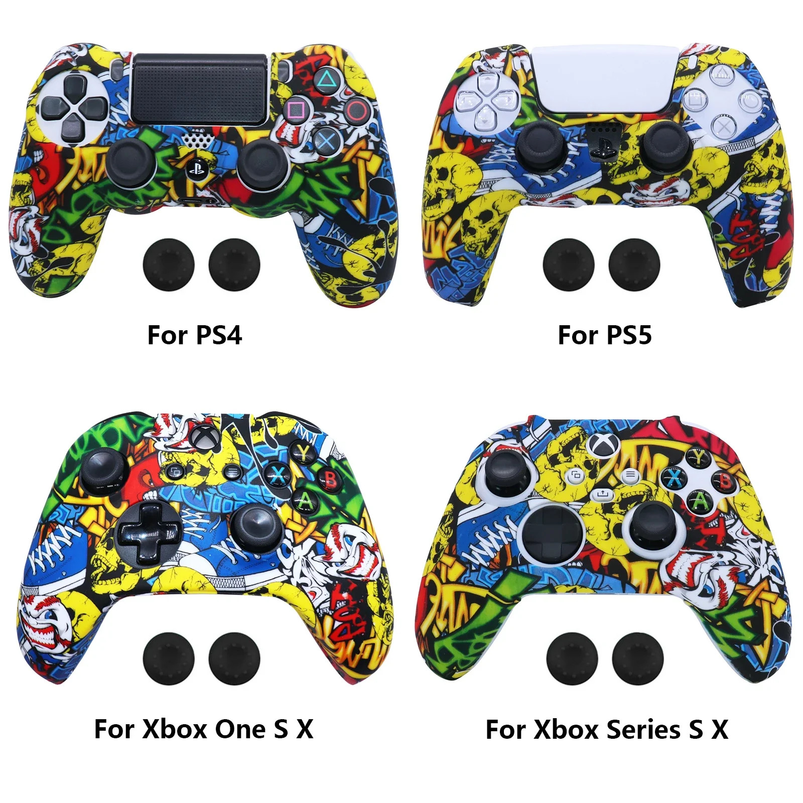 Soft Silicone Game Controller Covers Universal Fit for PS4 / PS5 / Xbox One S X 