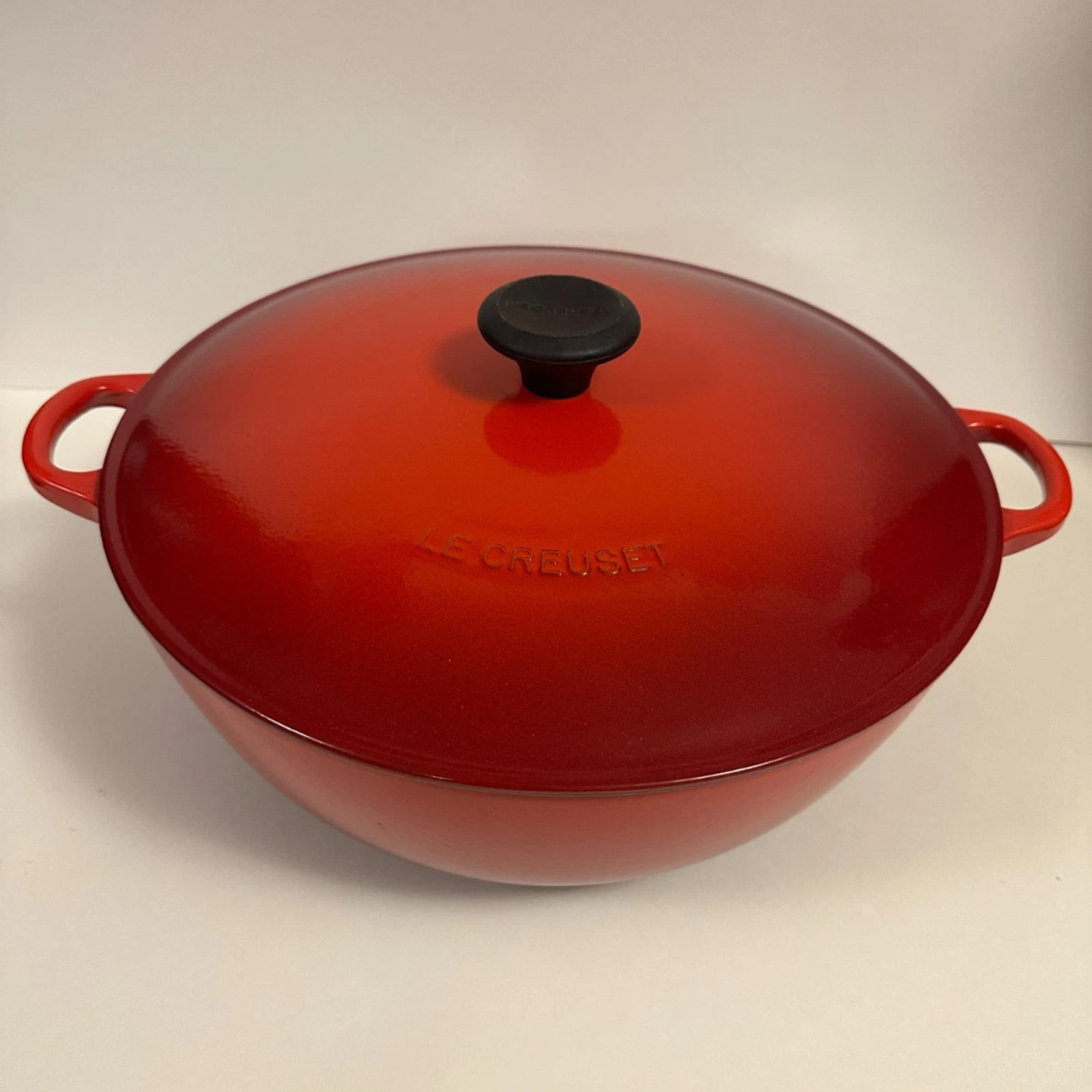 Le Creuset 3.5 Qt Soup Pot Cerise Red Enameled Cast Iron France Lid