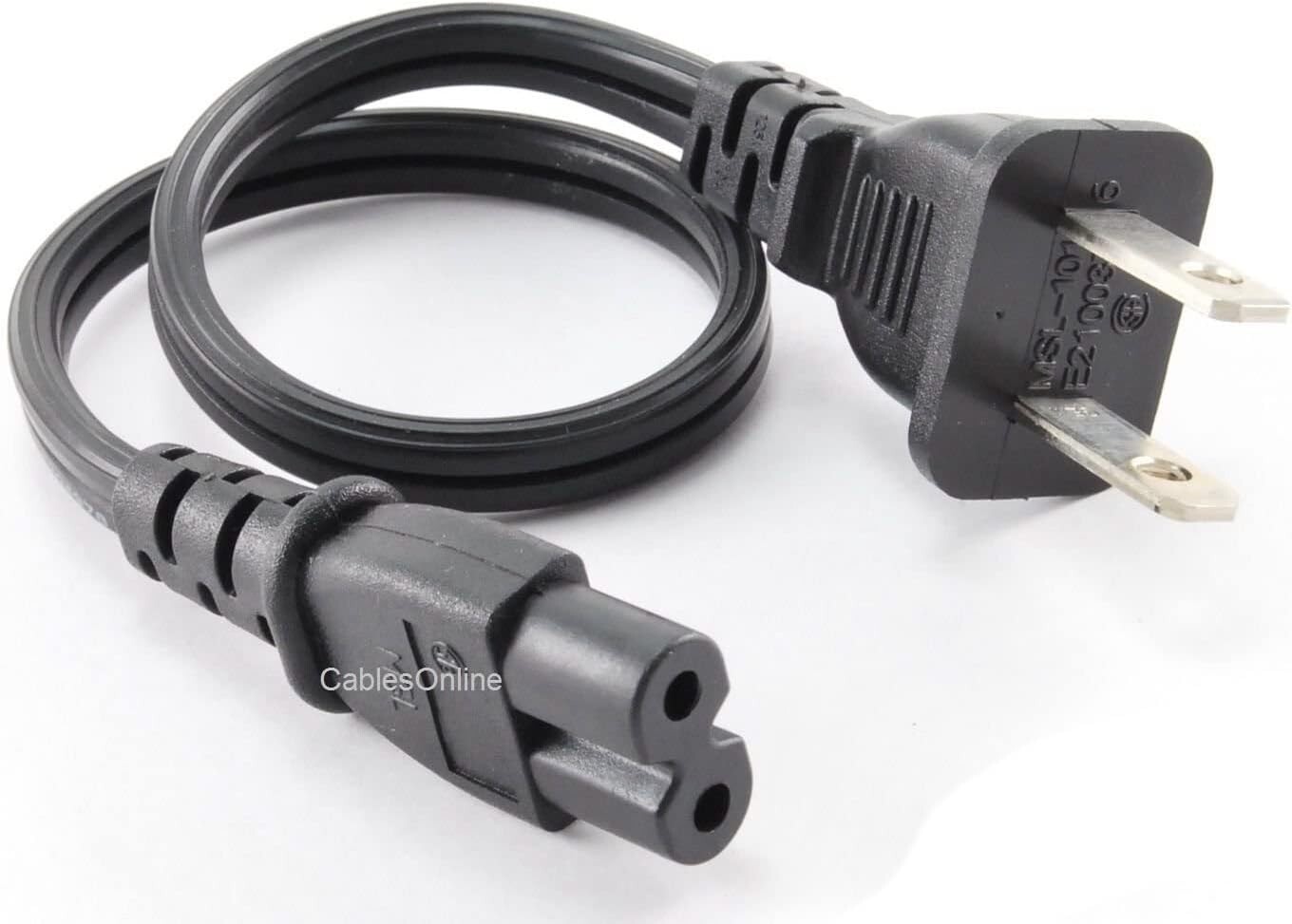 CablesOnline, 1ft 2-Prong Figure-8 Replacement Non-Polarized Computer Power Cord