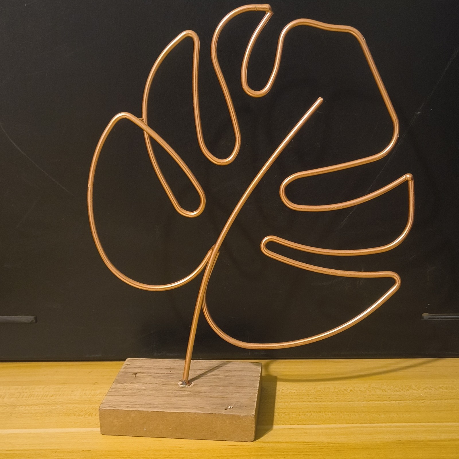 Sign of the Times Metal Leaf Sculpture on Wooden Base Statue, Contemporary Art