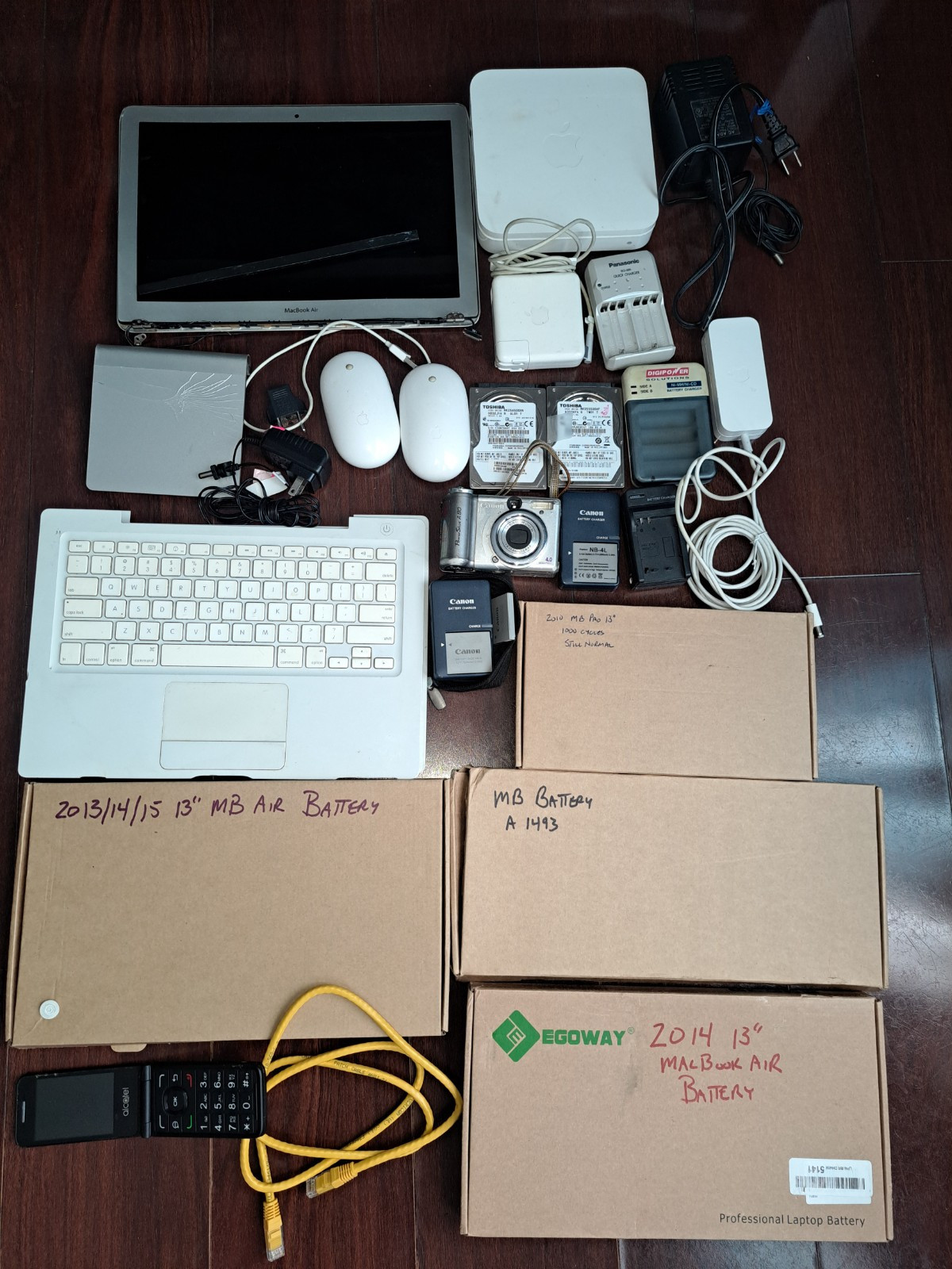 Apple Computer Parts & Various  Computer / Cellphone Items Bundle