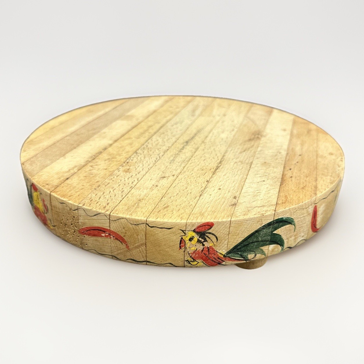 MCM Wood Cutting Board Rooster Design Painted Mid Century Modern