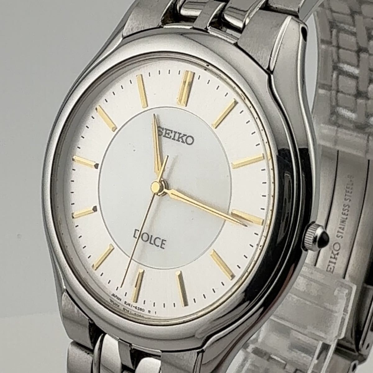 SEIKO 8J41 6030 Dolce Quartz Shell Dial Wristwatch Mens Timepiece  From Japan