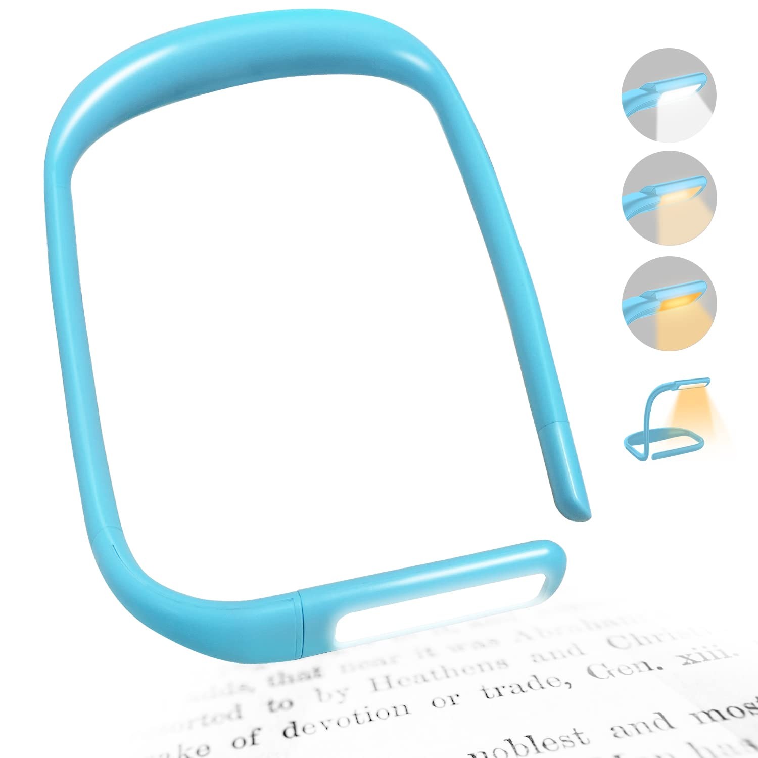 Neck Book Light, Adjustable Brightness, 3 Color Modes for Reading Light, Port...