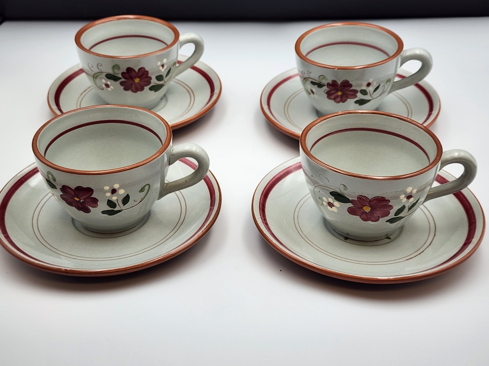 4 Vintage Stangl GARLAND CUPS & SAUCERS