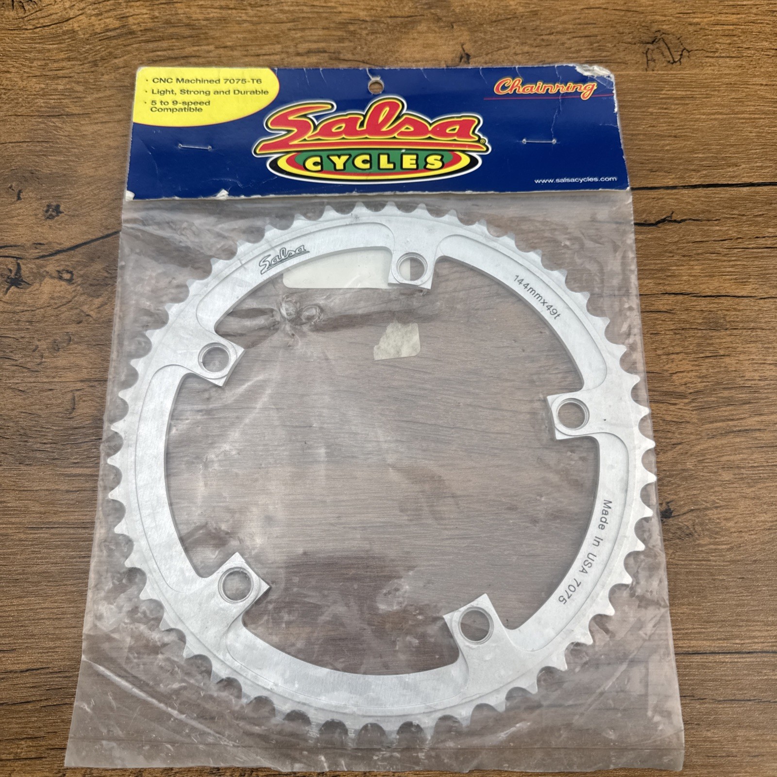 Salsa 49t 144mm BCD Track Fixed Bike 5 Bolt Chainring Silver New Old Stock NOS