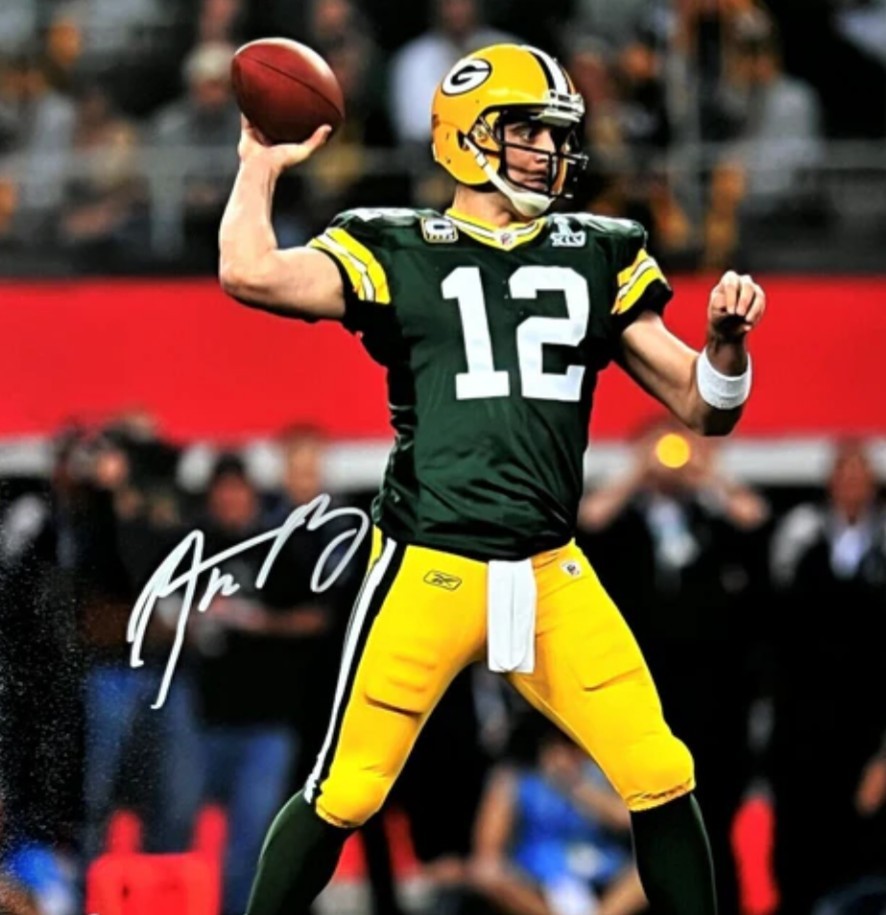 Aaron Rodgers Signed RP Green Bay Packers Reprint 8X10 Photo 