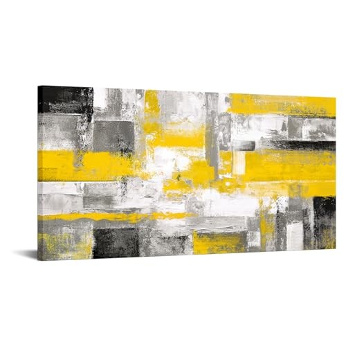  Large Black Yellow Canvas Wall Art Modern Abstract Picture Contemporary 
