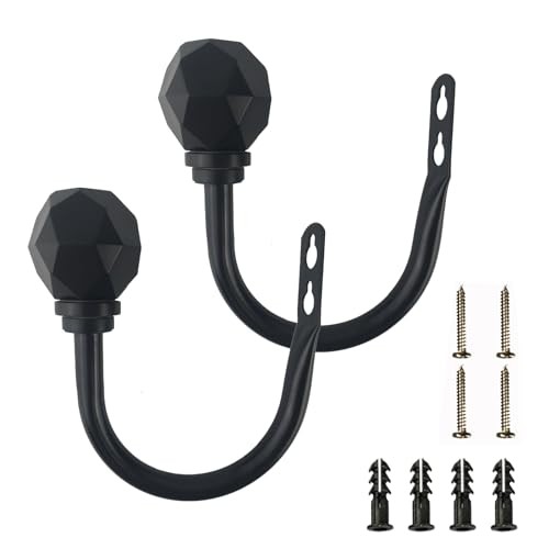 Pcs Curtain Holdbacks - Wall Mounted Drapery Tiebacks, Decorative 2 Black