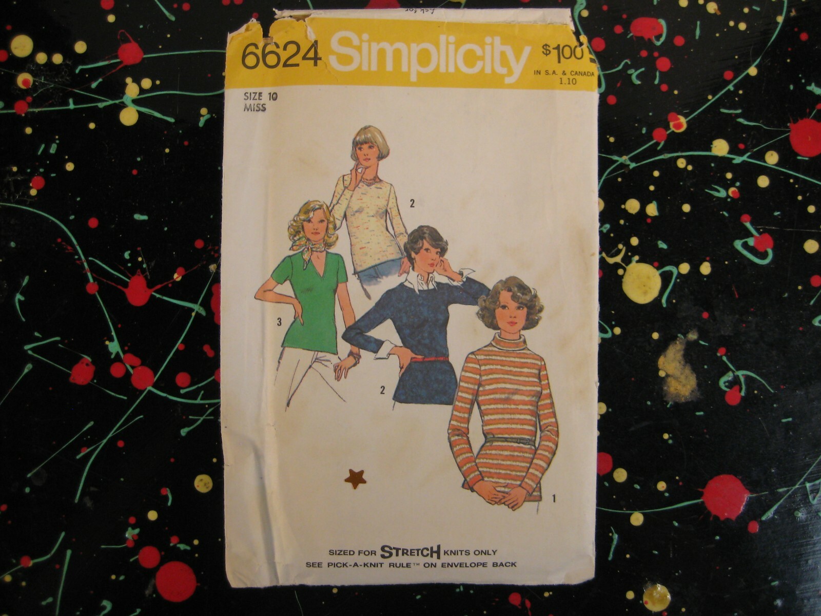 6624 Knit Top Tops Simplicity Sewing Pattern Misses Sz 10