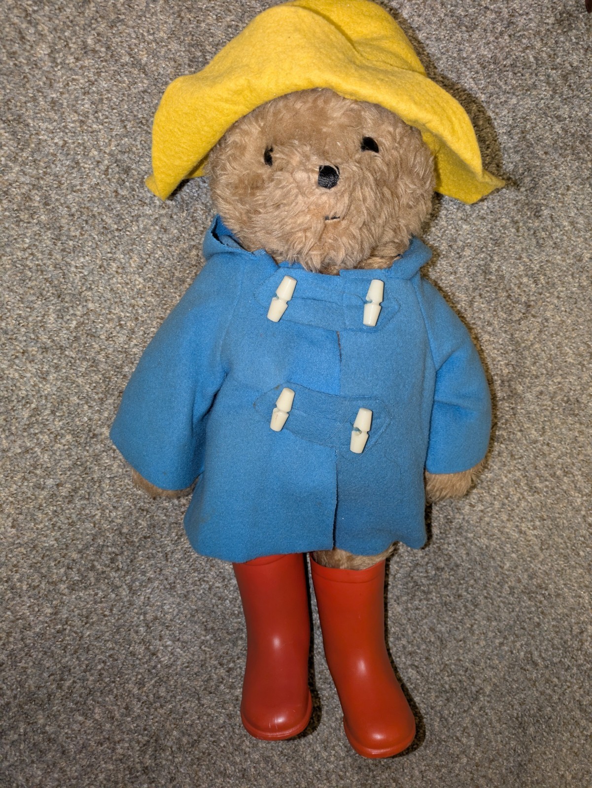 Tall Vintage Eden Paddington Bear Plush Boots Coat & Hat Stuffed Animal Toy
