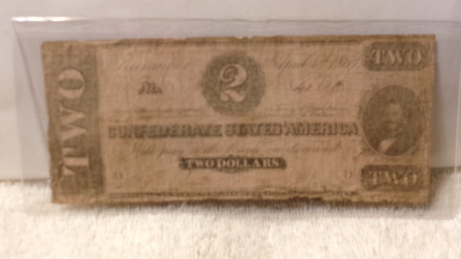 Confederate States America 2 Dollar Note Currency 1863 Paper Money 6 Rarity