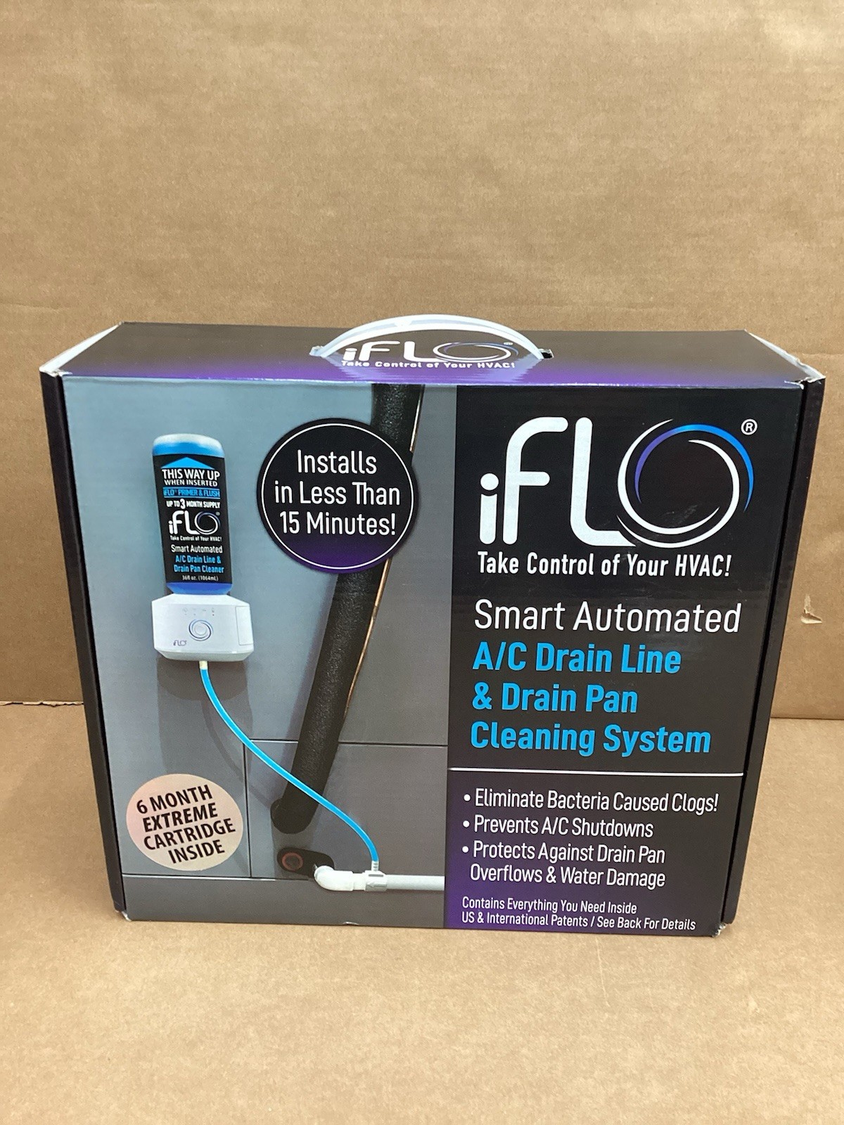 iFLO Smart A/C Drain Line and Drain Pan Cleaner for HVAC System, Clog-Free New