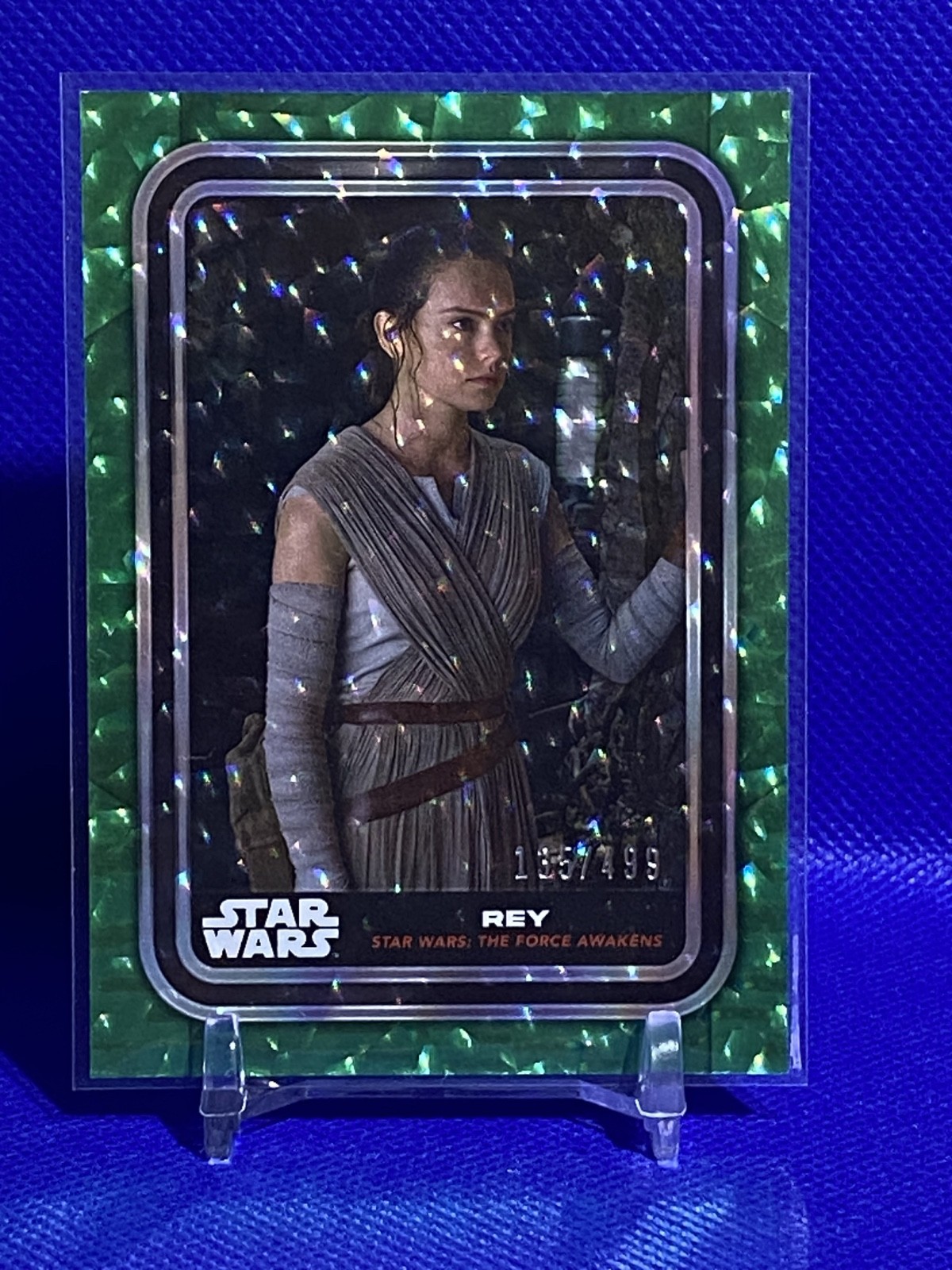2023 Topps Star Wars Flagship Rey GREEN Foil #d /499 Force Awakens Card 91
