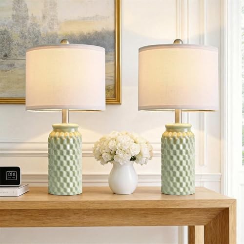 20.5" Small Bedside Lamps Set of 2 with 5FT Cord, Green 20.5" Small - Green