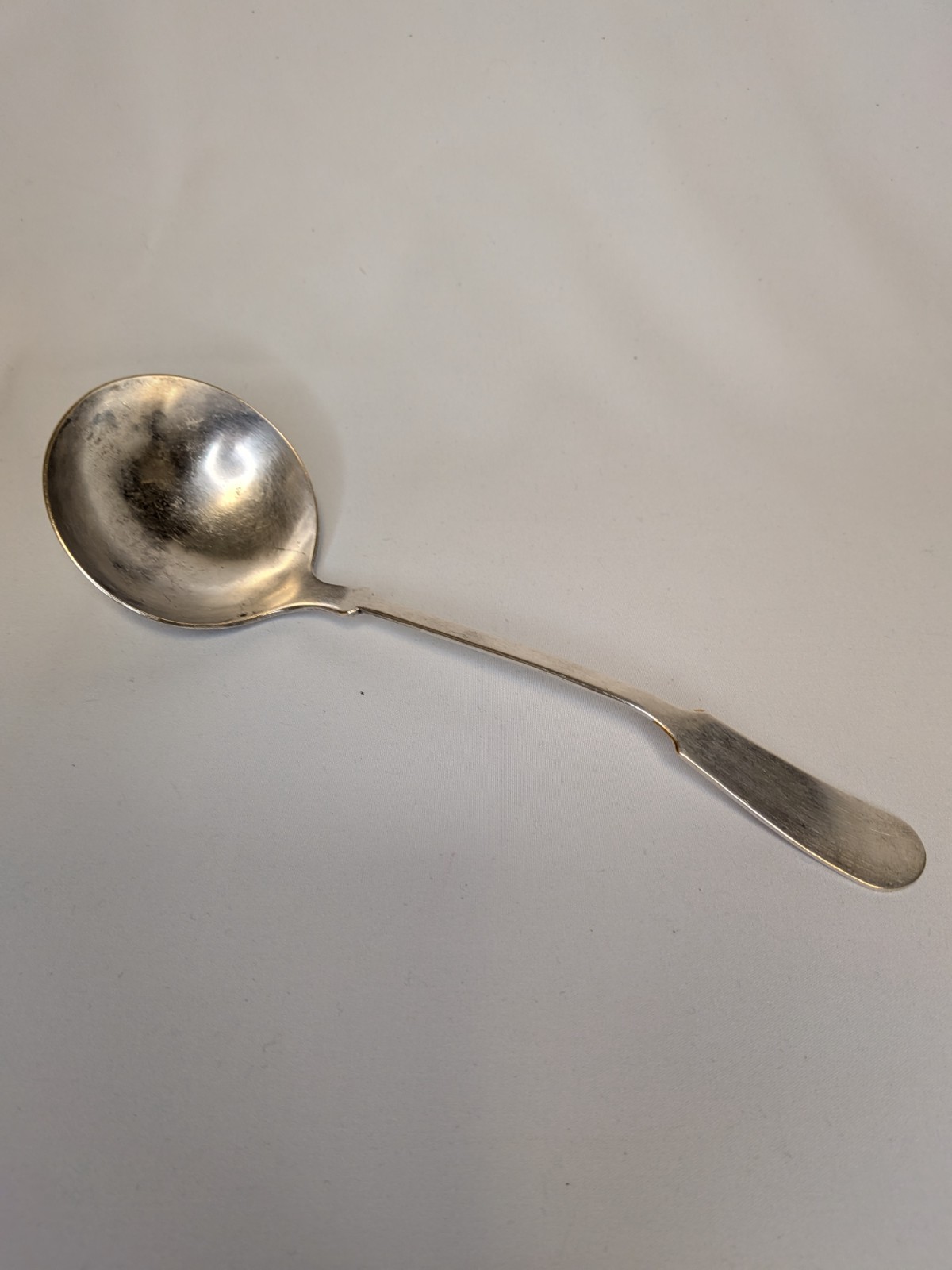 Antique Bailey Banks & Biddle Silver Plate 10" Soup Ladle - Colonial Fiddle Patt