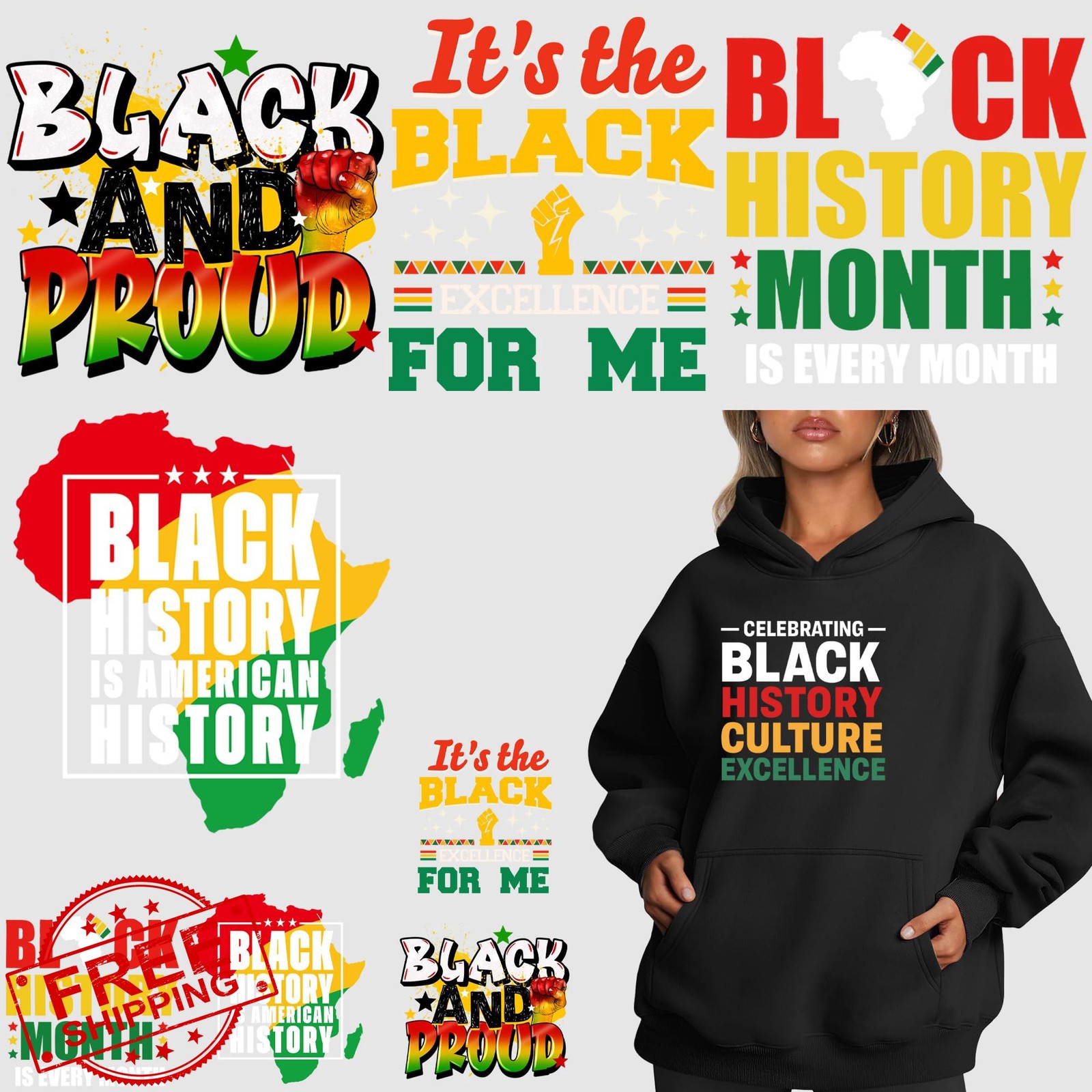 Black History Month Iron On Transfers, Heat Press Decals, 10 Sheets