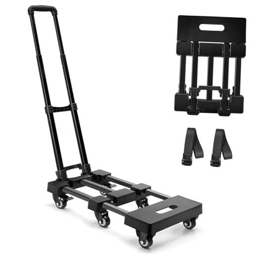  550 LBS Folding Hand Truck with 6 Wheels(2 with Brake), Collapsible Dolly 