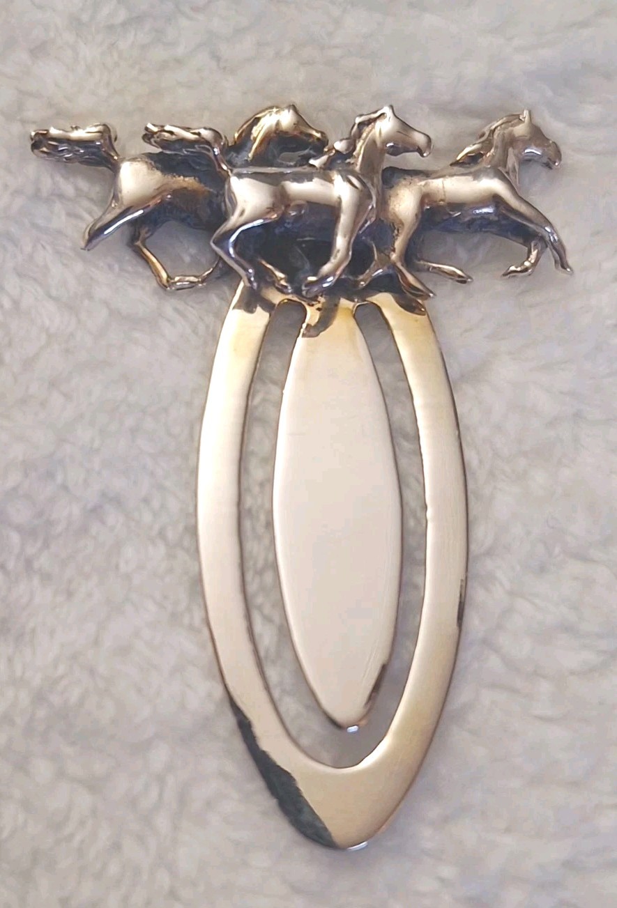Vintage Sterling Silver Race Horse's Excellent  Condition Bookmark Marked 925 