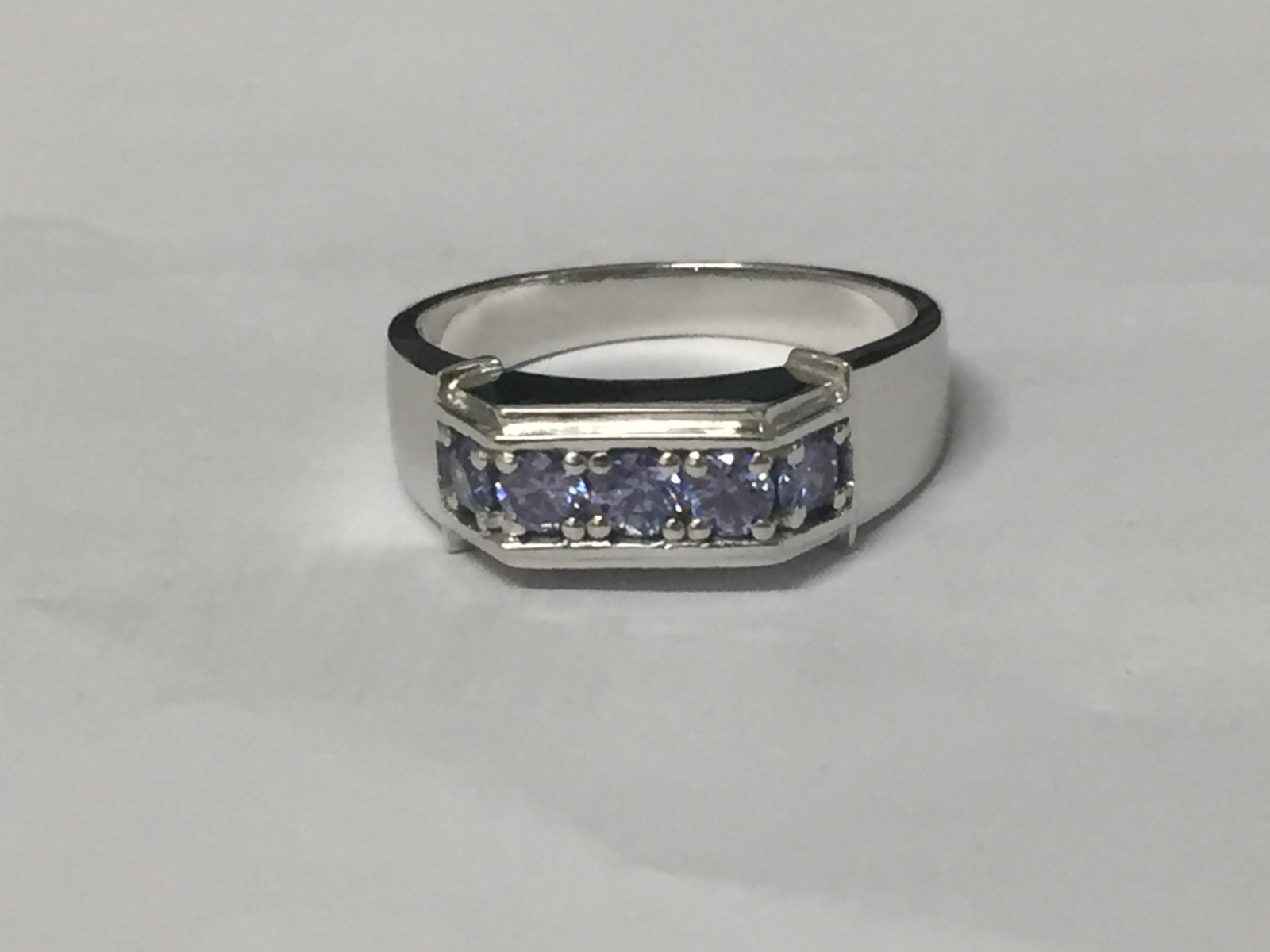2 Ct Simulated Sapphire Men's Round Cut Band Ring 14k White Gold Plated