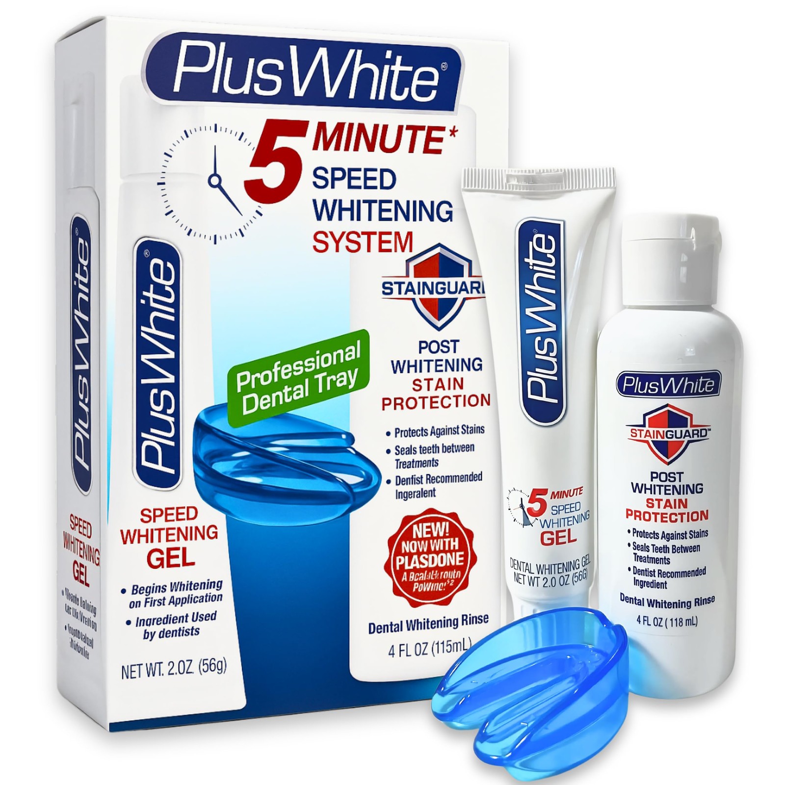Fast Whitening Gel with Comfort Fit Tray & StainGuard Rinse  Dentist Approved