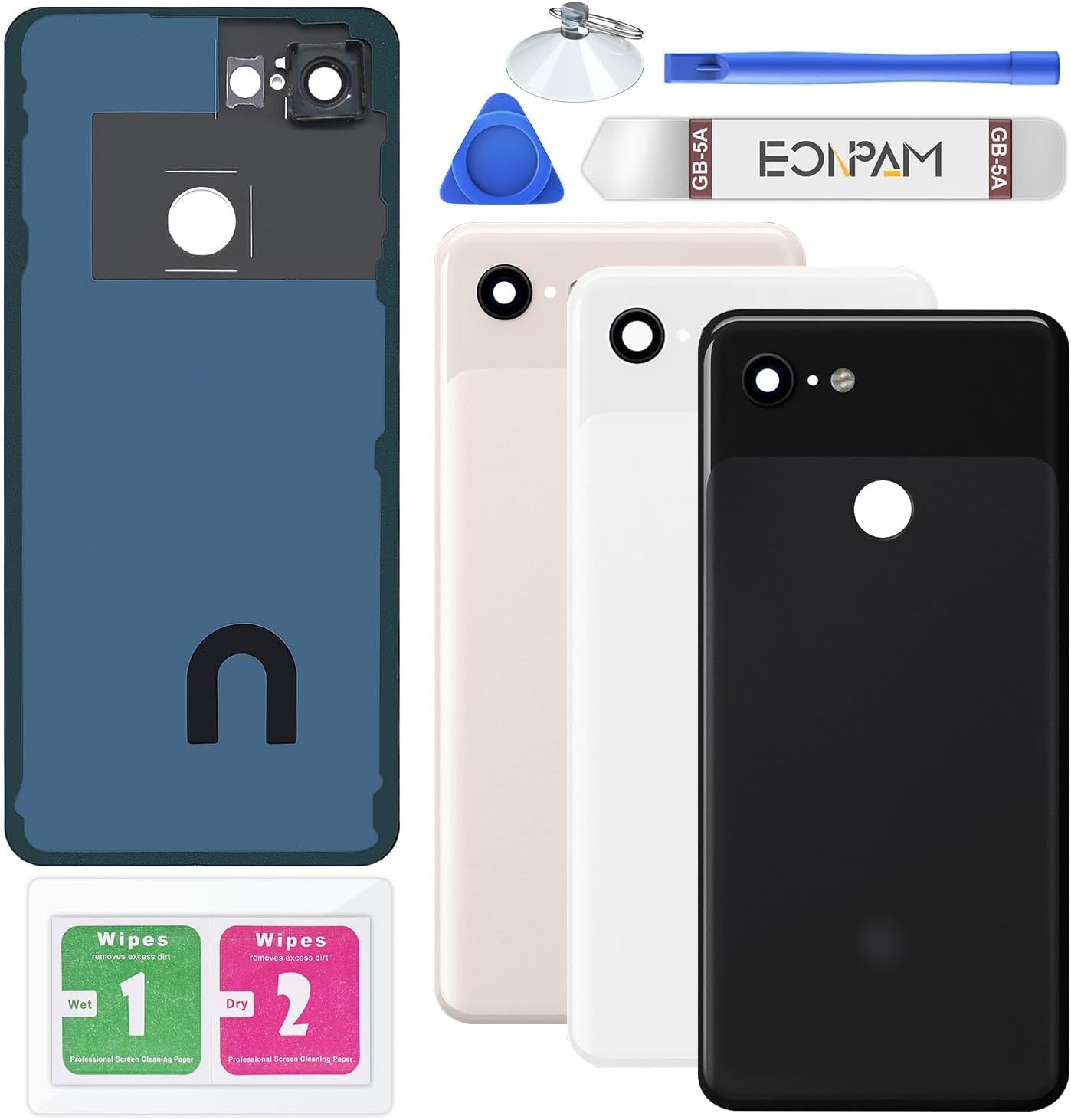 Back Glass Replacement for Google Pixel 3 Back Cover Rear Housing with Camera