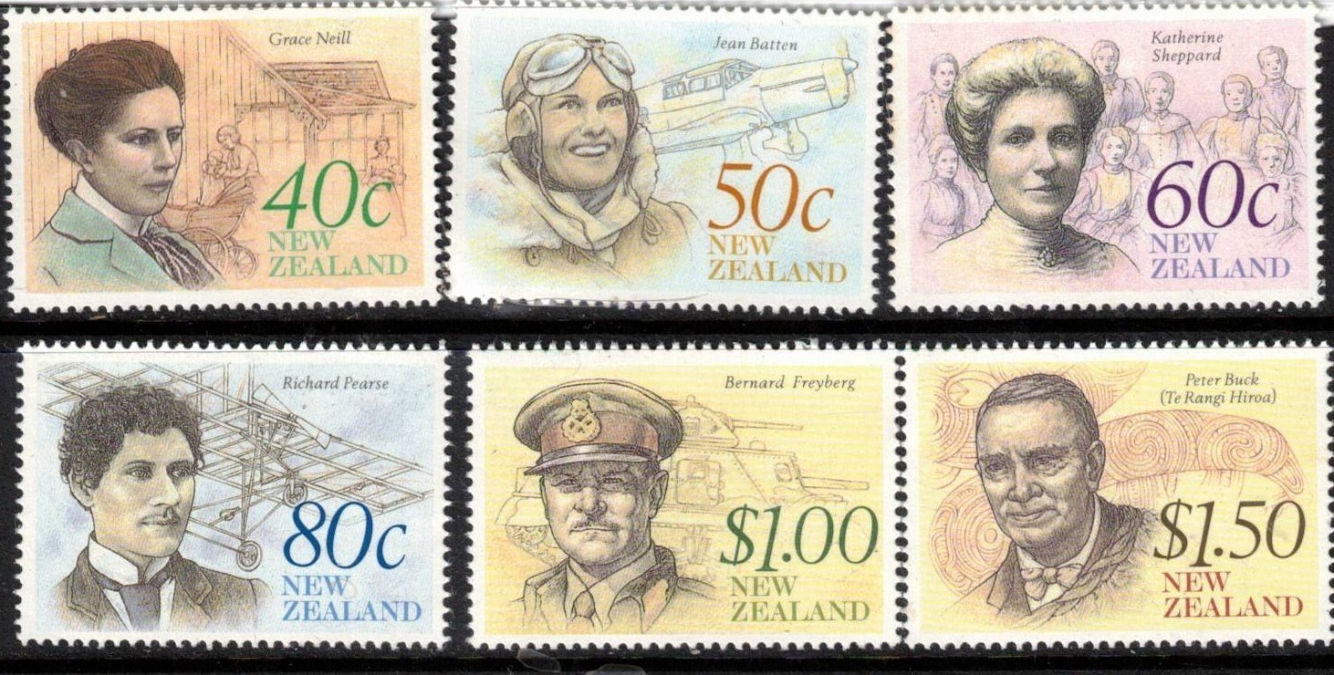 NEW ZEALAND 1990 JERITAGE THE ACHIEVERS USED