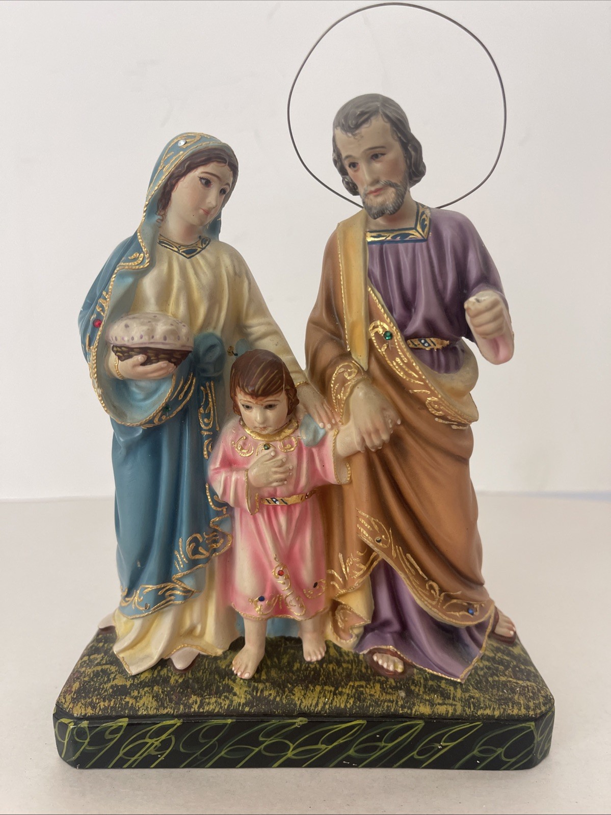 Holy Family Statue Jesus Joseph Mary Figurine Religious Catholic Hand-Painted 7”