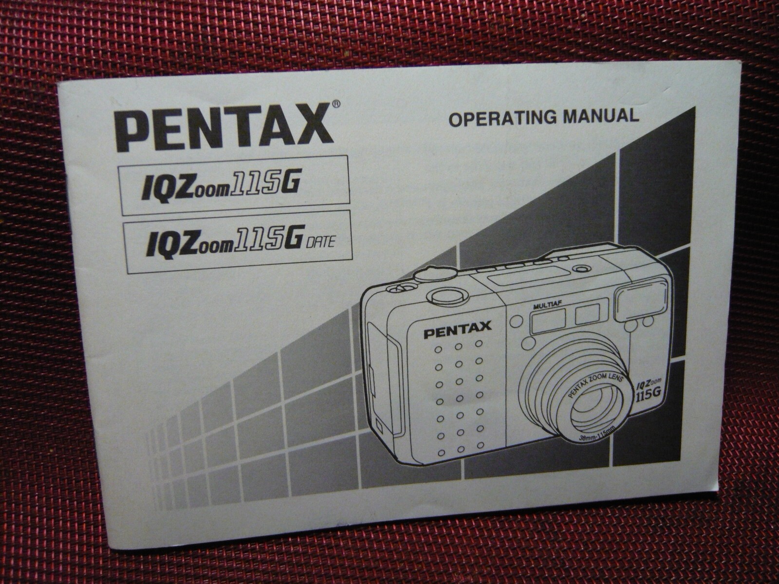 Pentax IQZoom 115 G  " INSTRUCTION MANUAL." Genuine factory original book. .