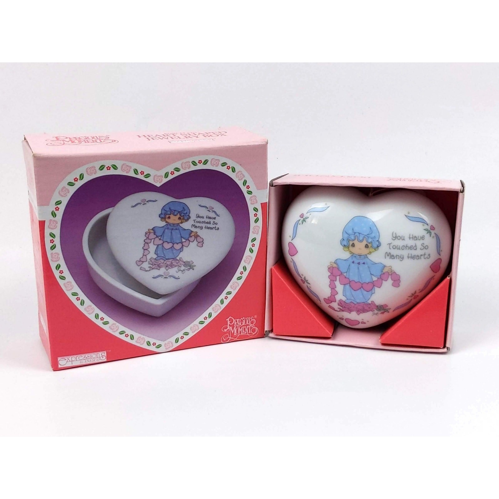 Precious Moments You Have Touched So Many Hearts Jewelry Box & Pomander Set, Vtg