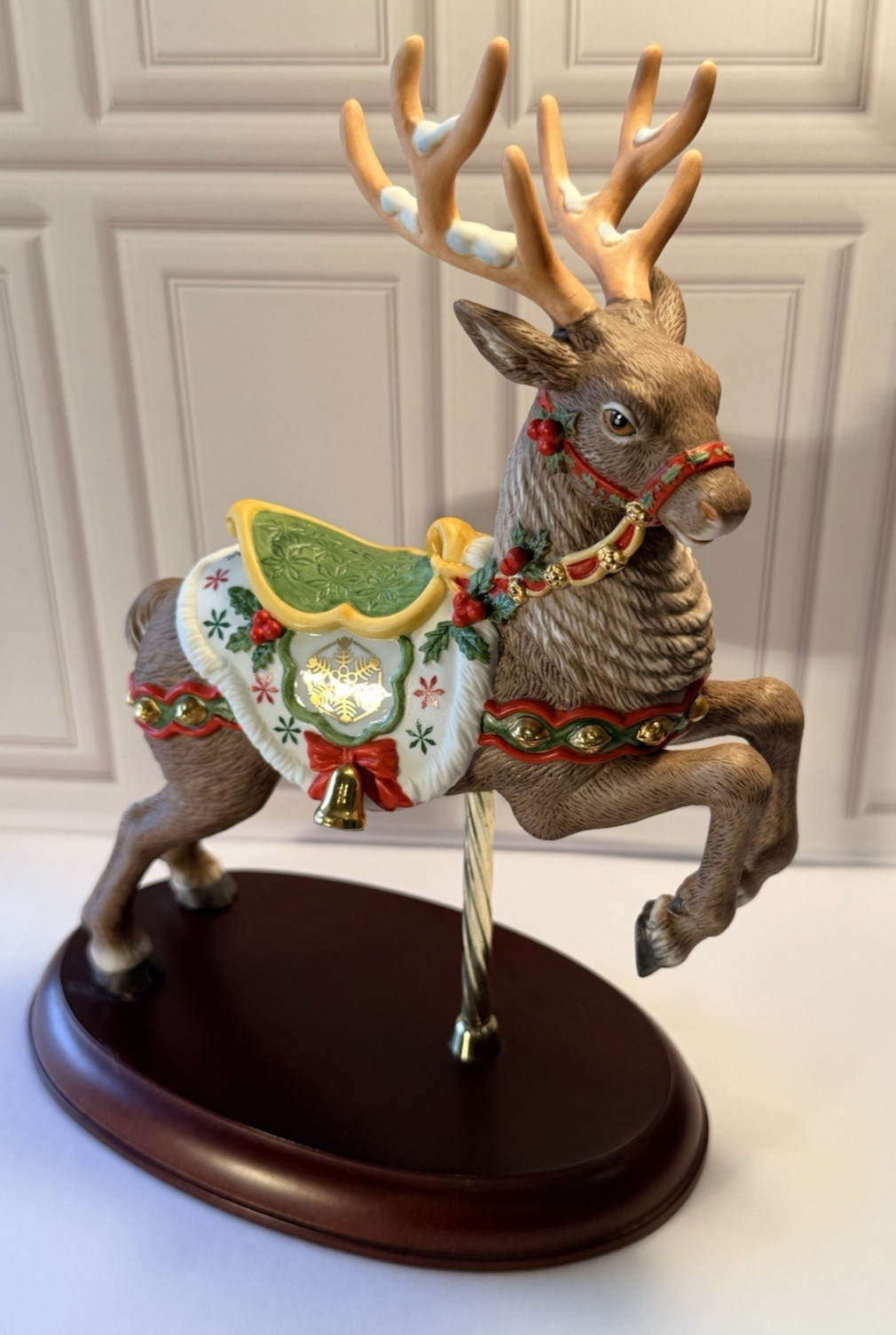 Lenox Carousel Horse 1989 Christmas Reindeer Limited Edition 24k Gold Accent