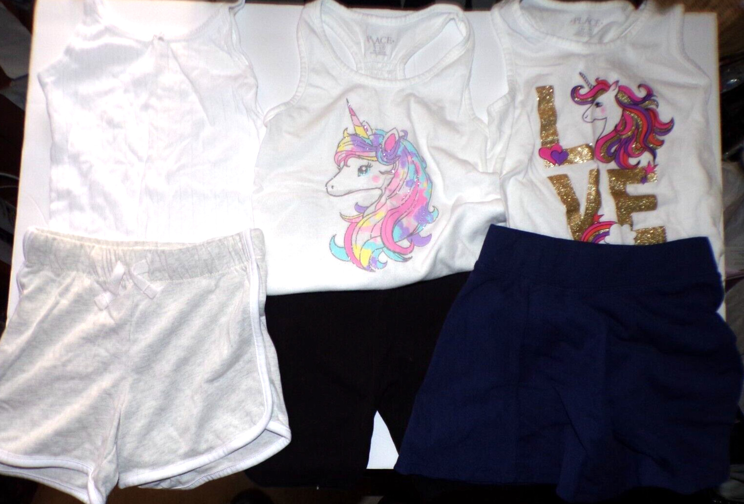 6ct GIRL 5/6 3-Place tanks & blue skorts,black shorts & ivory oshKosh shorts R1