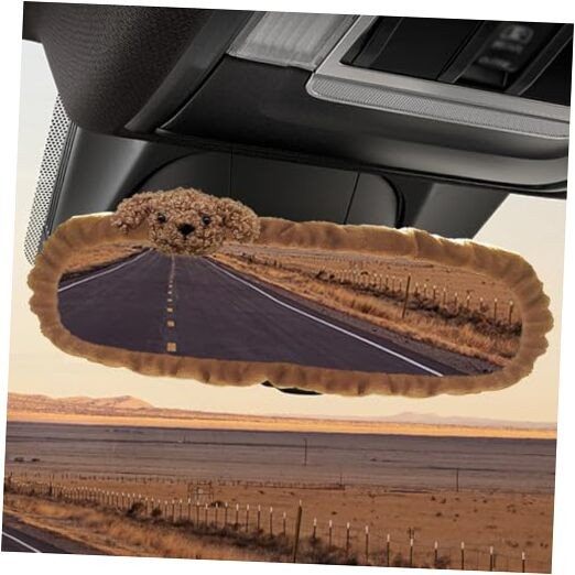 Cartoon Animals Car Rear View Mirror Cover, Cute Elastic Plush Auto Dog