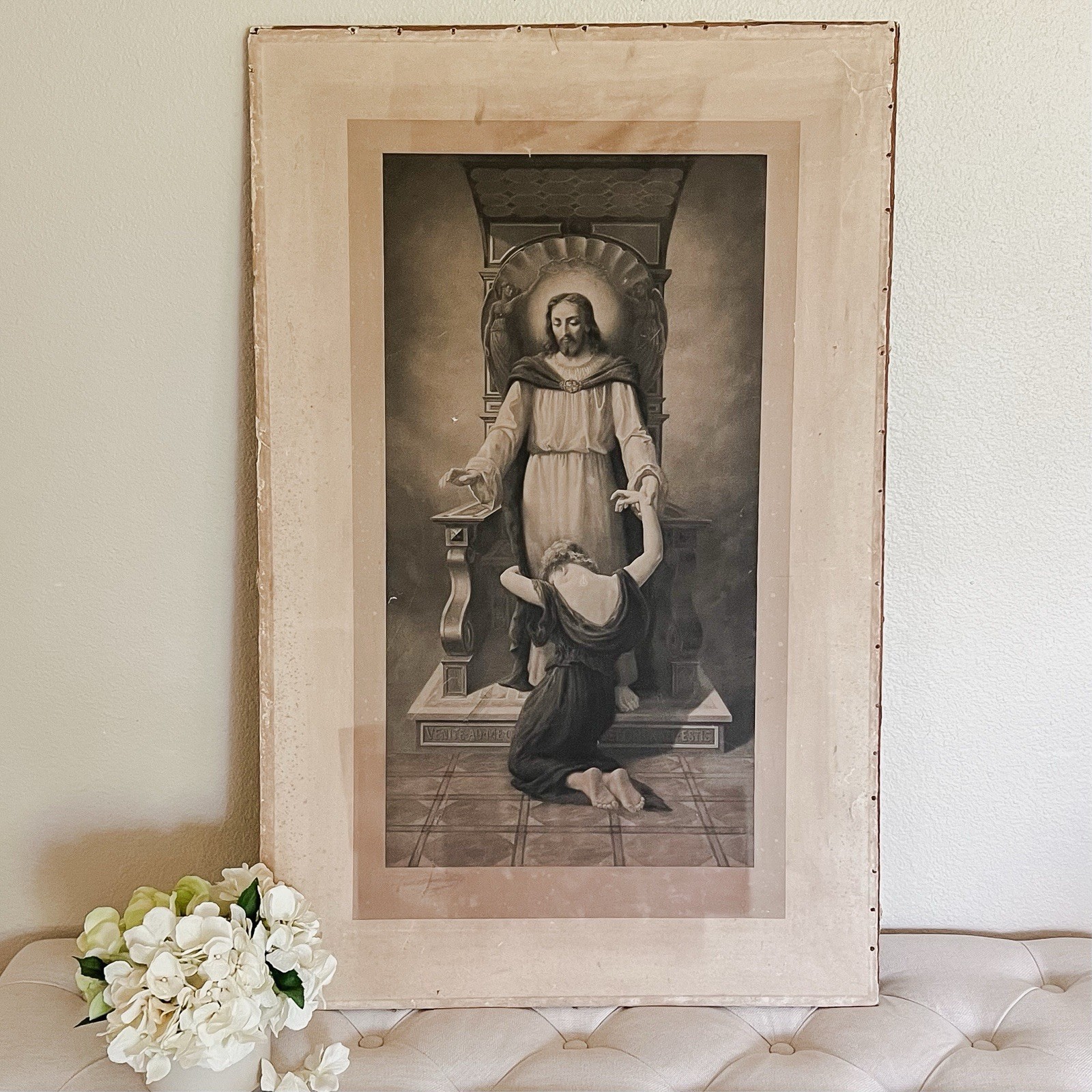 Antique Lithograph Antique Etching Religious Brocante Shabby Decor