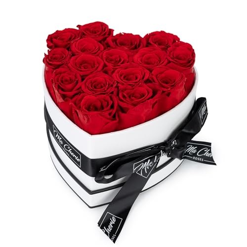 16 Preserved Flowers in Elegant Heart Shaped Box, for Women, Mom Birthday 