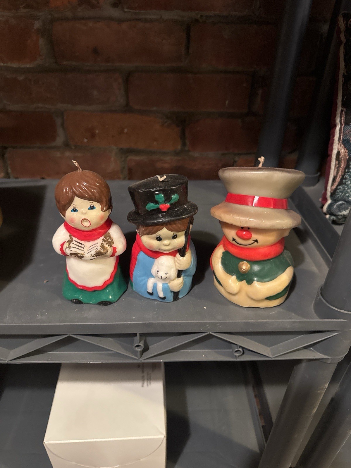 Vintage Christmas Caroler & Snowman Candle Set 3 Holiday Character Candles