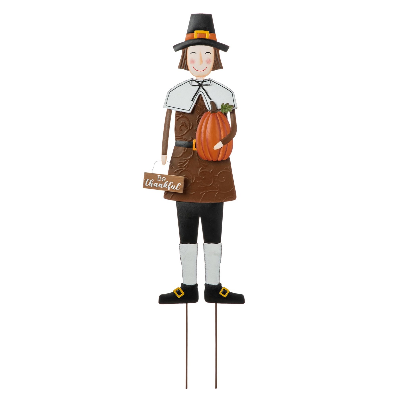 Thanksgiving Decorations Outdoor, 36" Metal Pilgrim Boy Give Thanks Yard Welc...