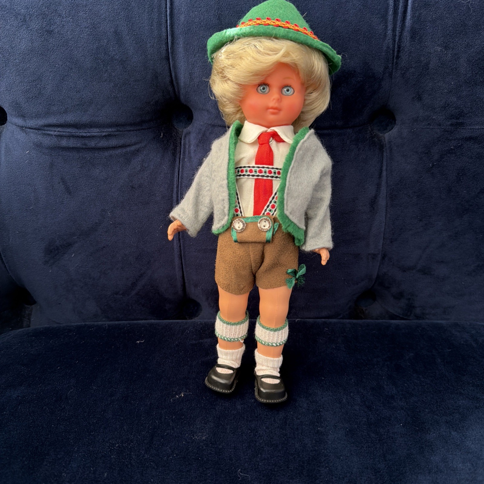 Vintage Hans Volk Bavarian German Doll Boy Outfit, Lederhosen 1960, 12"
