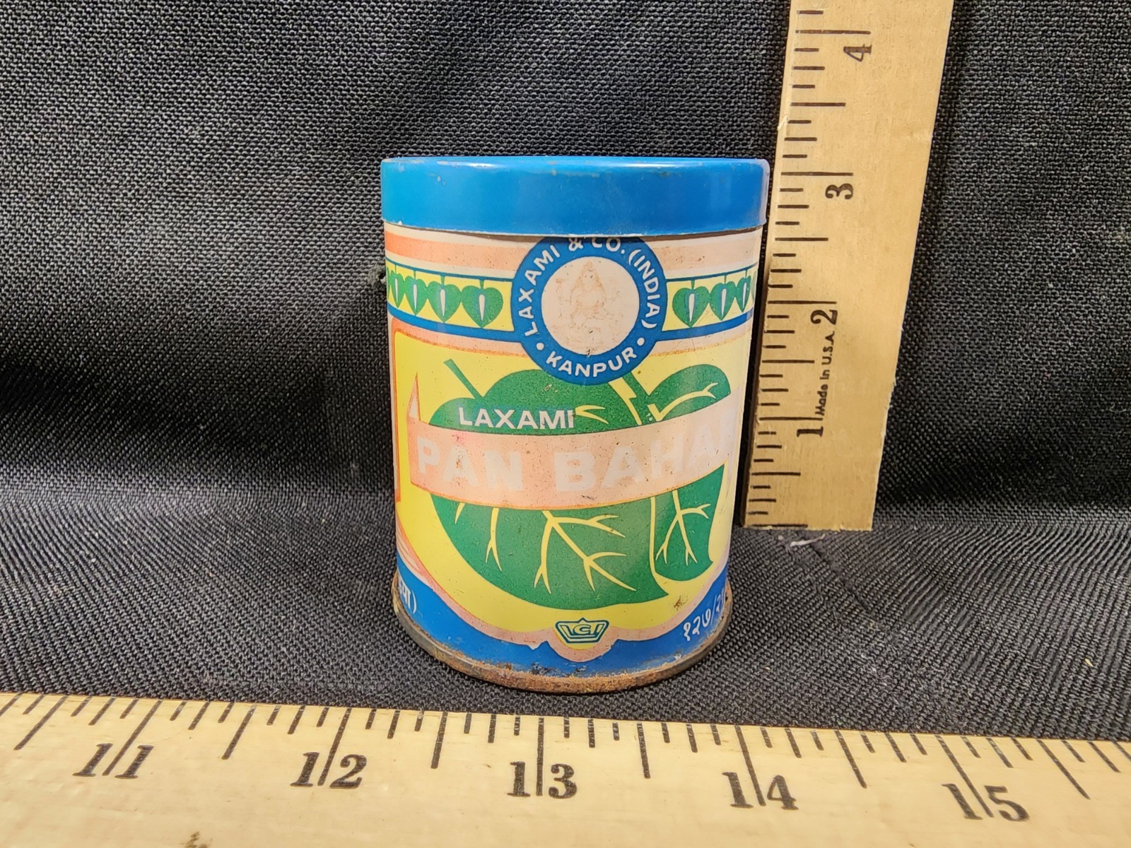 Vintage Advertising Laxami & Co Kanpur India Pan Baht Metal Can/Tin Empty