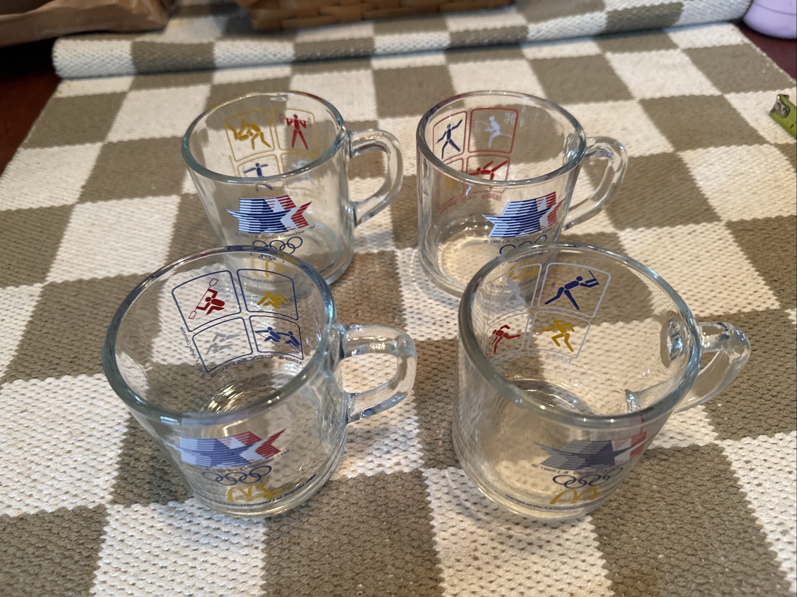 1984 McDonald's La Olympics Vintage Glass Coffee Tea Mug Set of 4