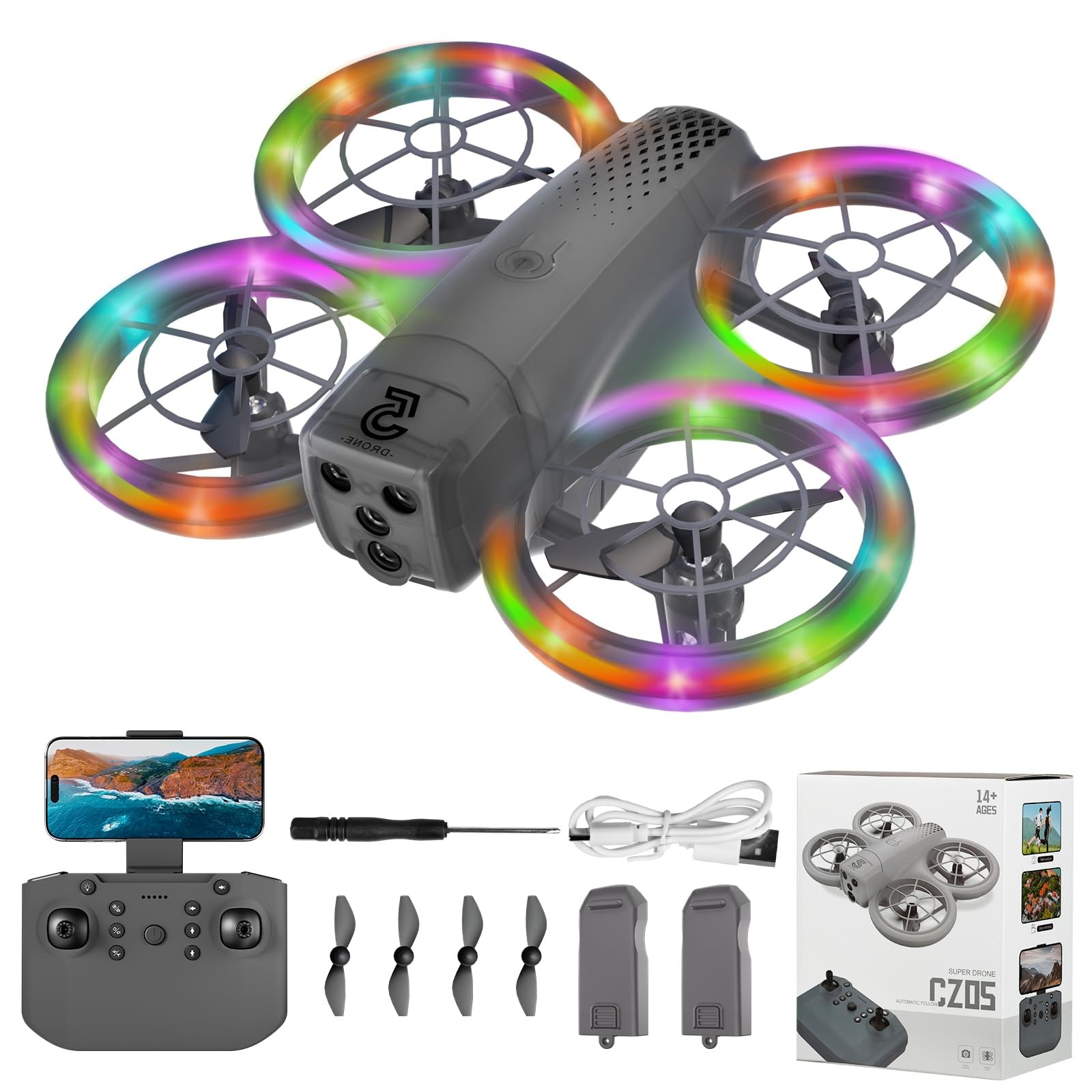 Mini Drone for Kids and Beginners With Cool LED Light - Drone with Camera 108...