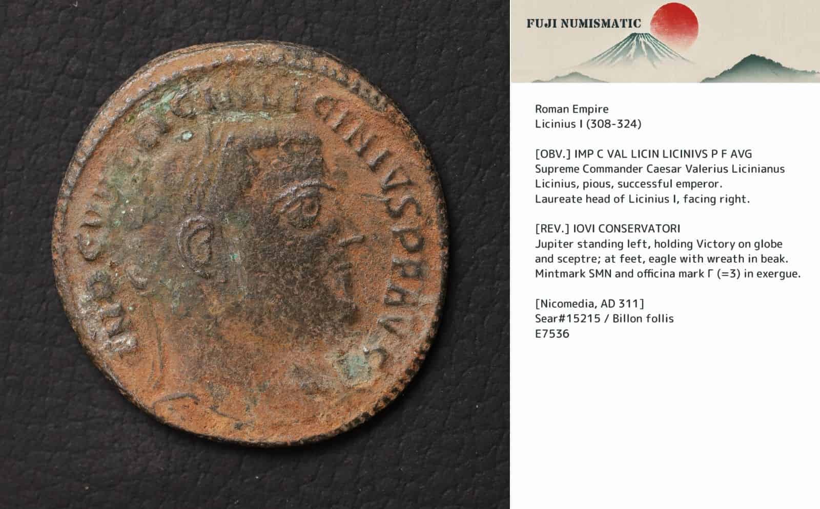 *Licinius I, Ancient Roman Coin w/Description Card, Greek Silver[E7536]8d4