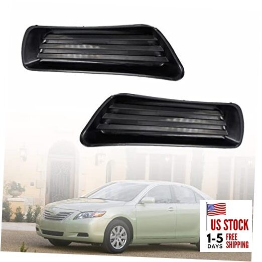 2Pcs Front Bumper Fog Light Cover Grilles Left and Right Side without Hole 