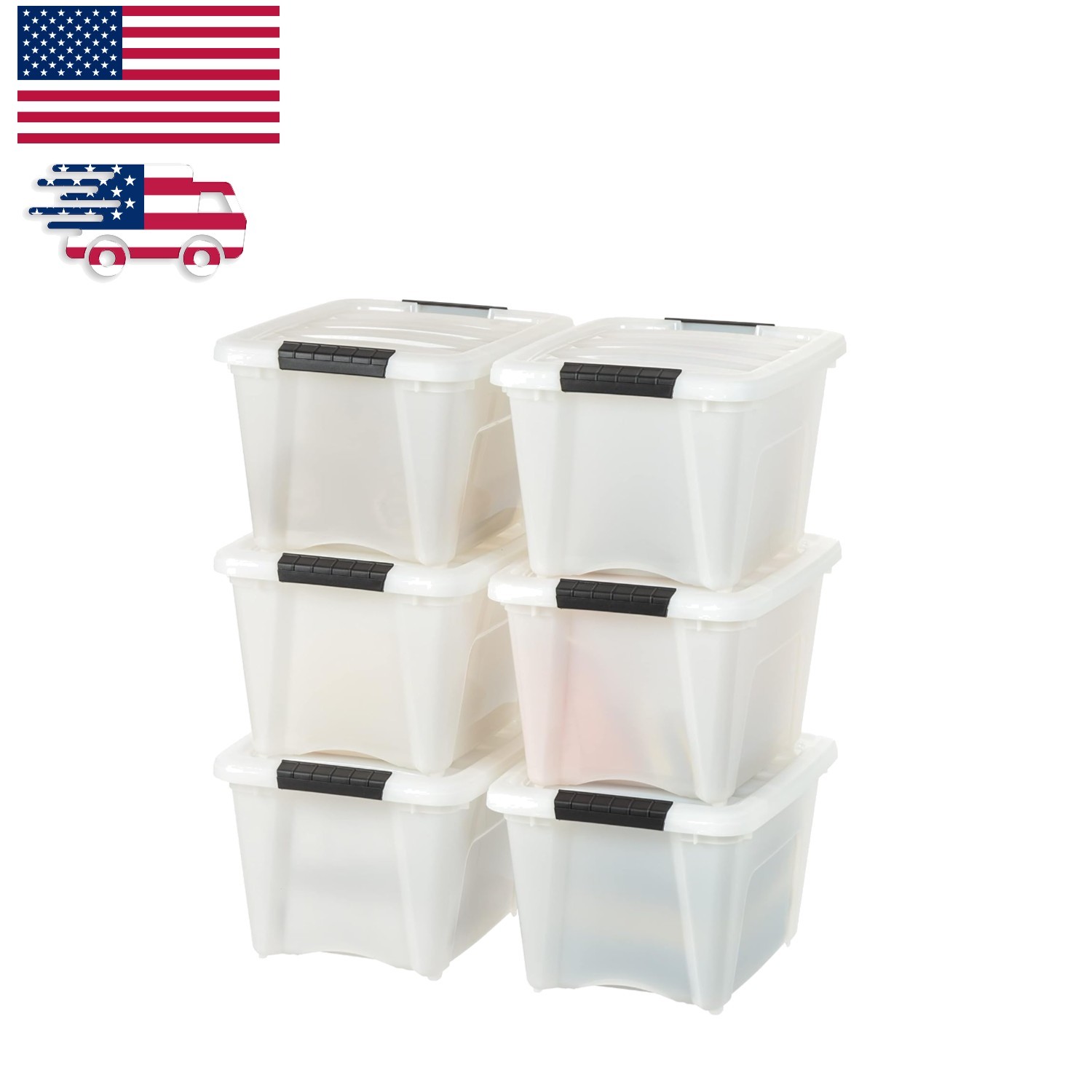 6 Pack IRIS 19 Qt Plastic Storage Bins with Secure Lids - Perfect for Organizing