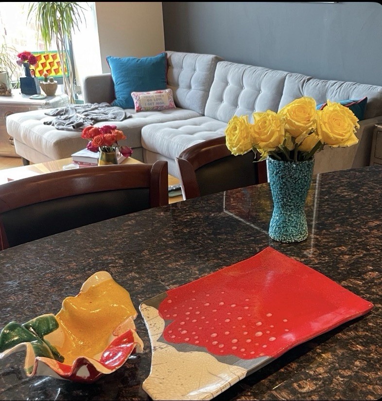 Handmade Raku Centerpiece Modern Decorative Art Accent