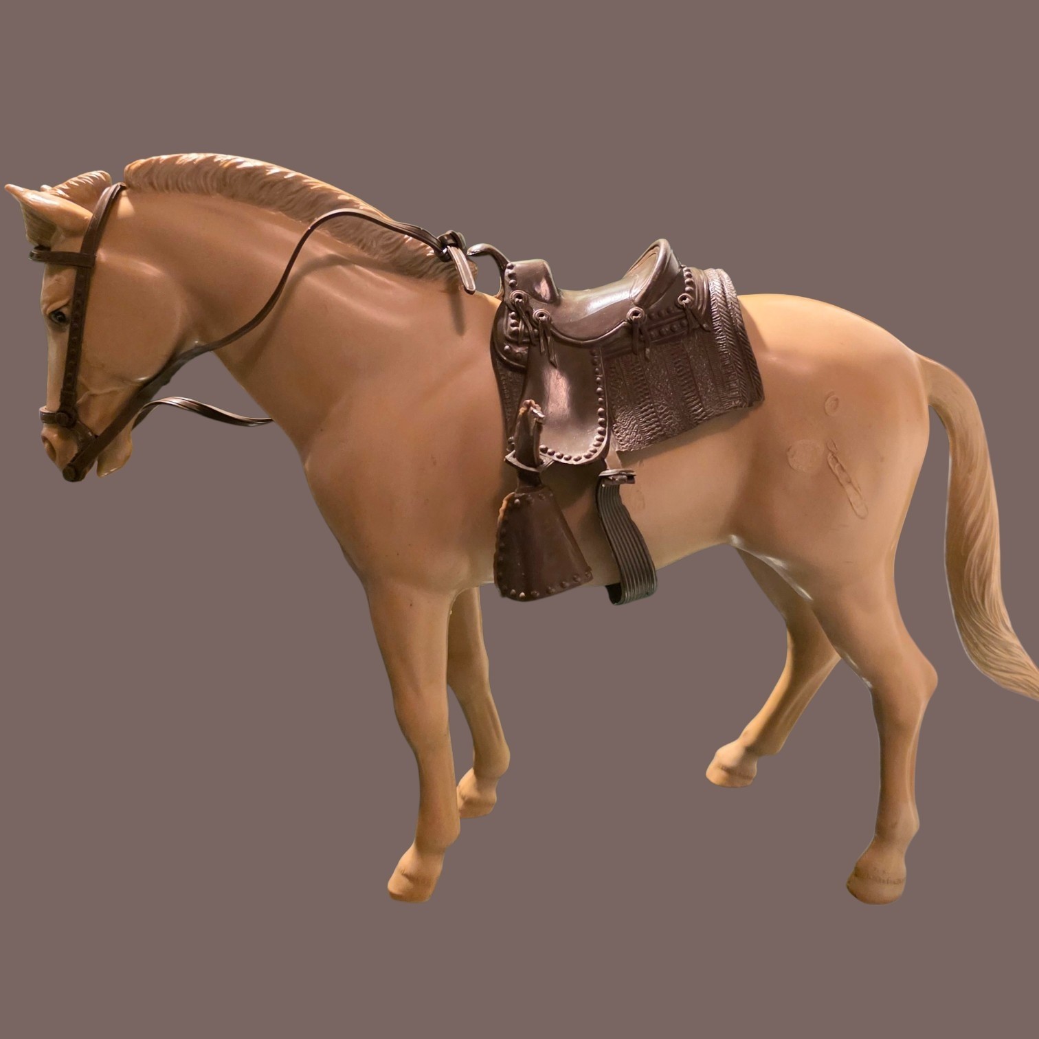 VTG Louis Marx Johnny West Horse Pony Soreel Pancho w/Saddle & Muzzle - READ