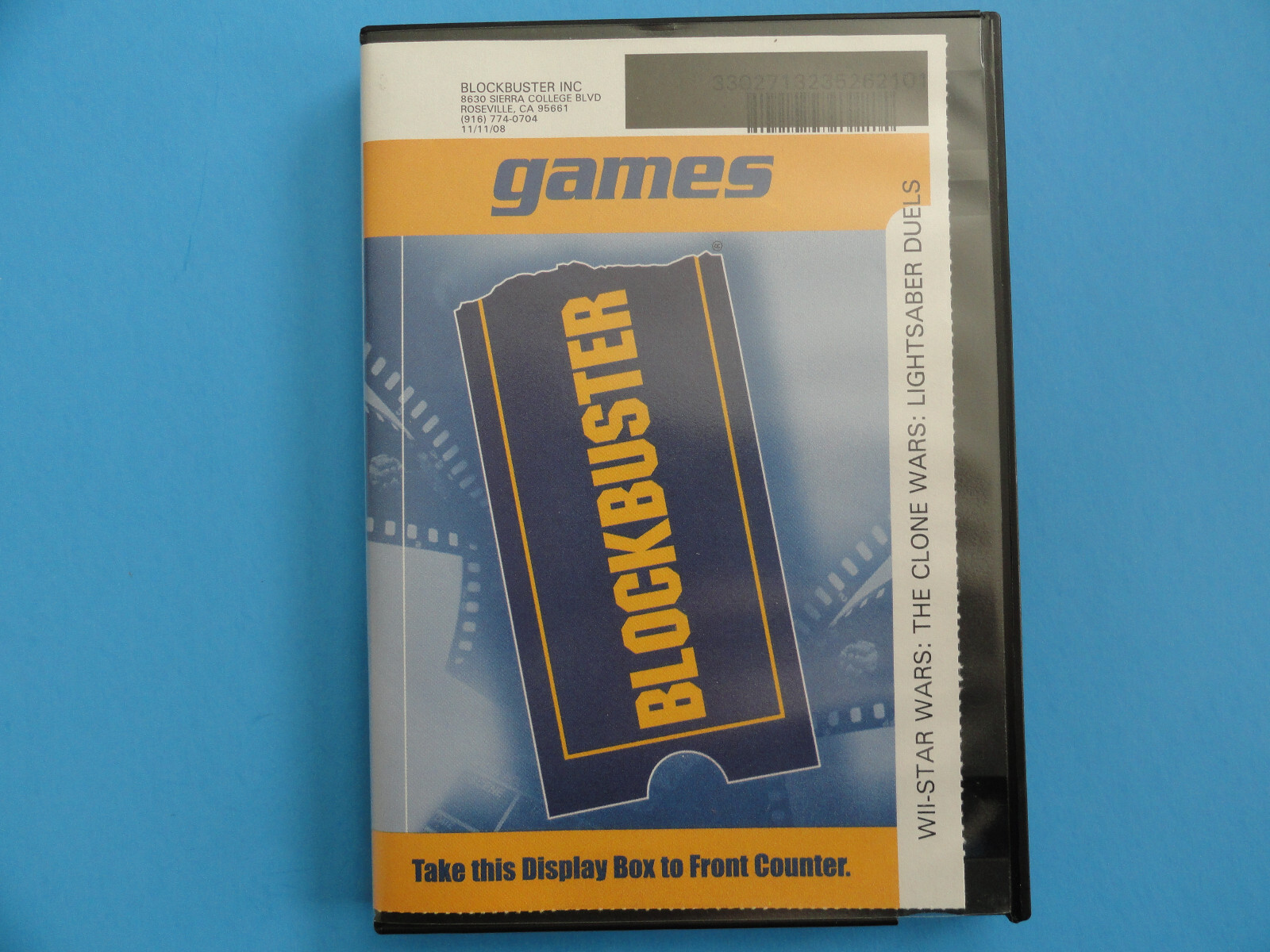 NINTENDO WII STAR WARS: THE CLONE WARS LIGHTSABER BLOCKBUSTER VIDEO RENTAL CASE