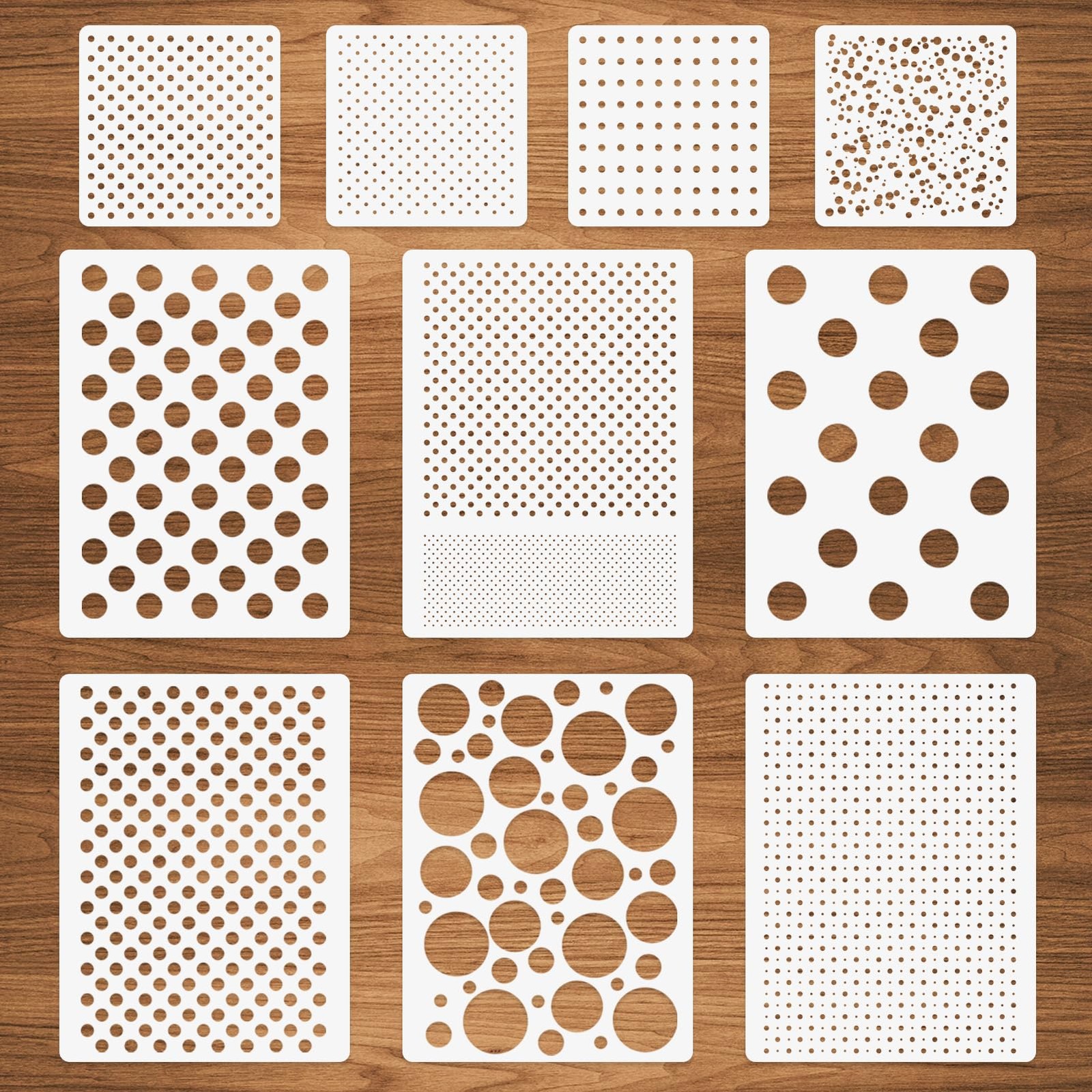 10 Pack Polka Dot Stencils Reusable Circle Painting Templates for DIY Crafts