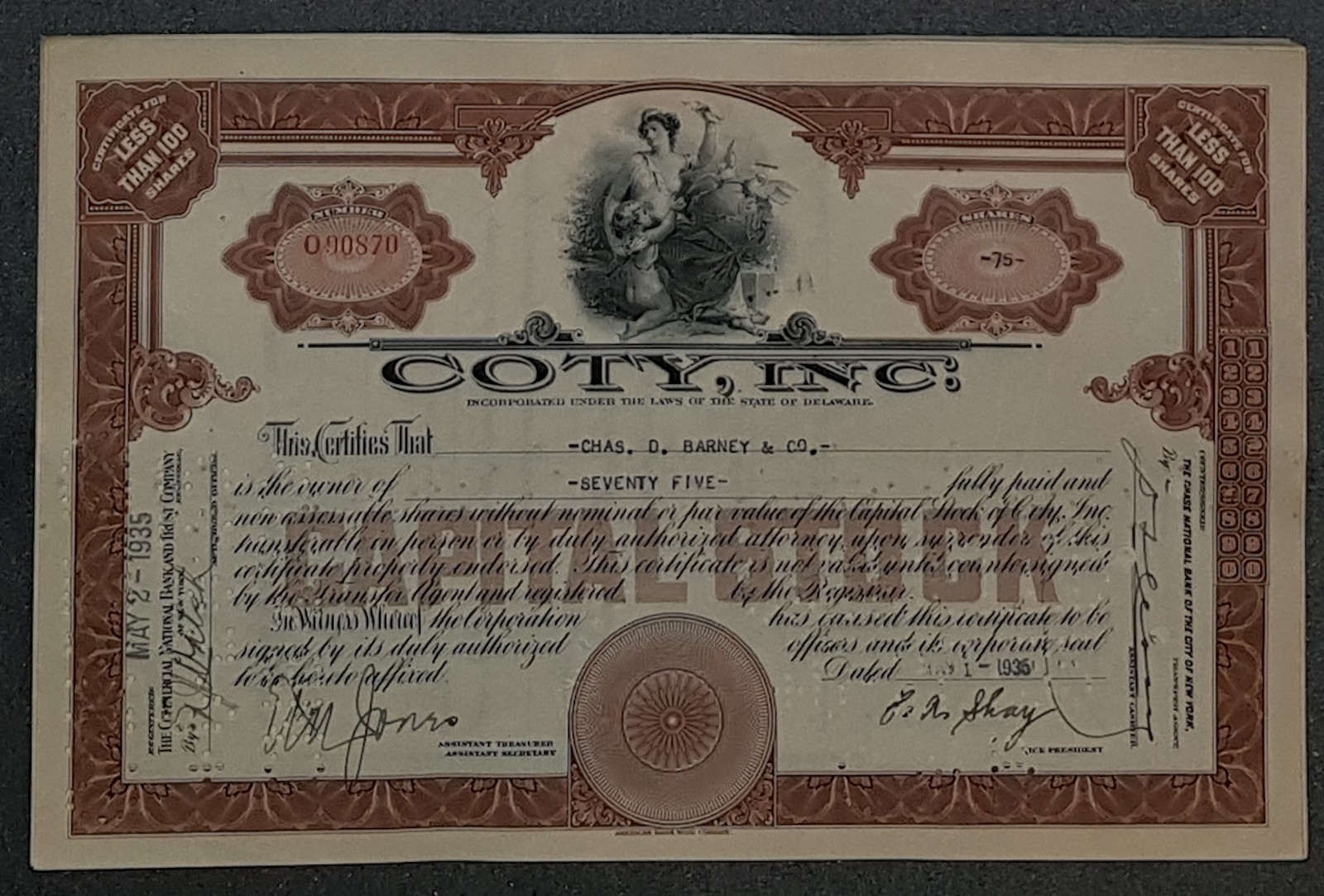 35 X Coty, Inc. 1939 Less Than 100 Shares